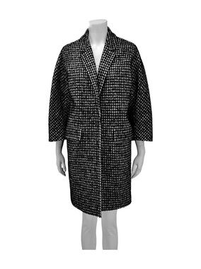 Max Mara Houndstooth Wool Blend Pea Coat in Black & White Size 4